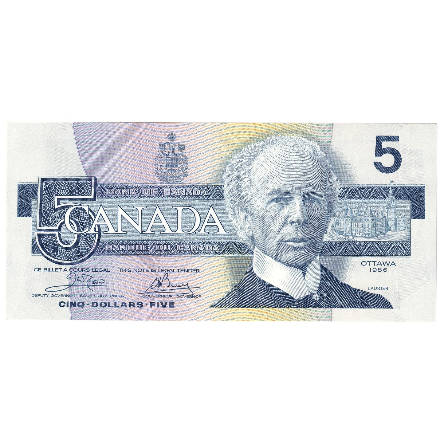 BC-56a-i 1986 Canada $5 Crow-Bouey, EOY, Uncirculated (MS60)