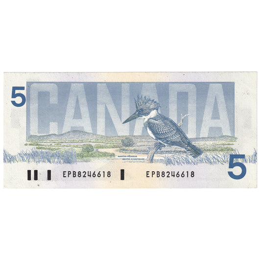 BC-56a-i 1986 Canada $5 Crow-Bouey, EPB, AU-UNC (AU55)