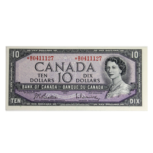 BC-40bA 1954 Canada $10 Beattie-Rasminsky, *B/D, AU