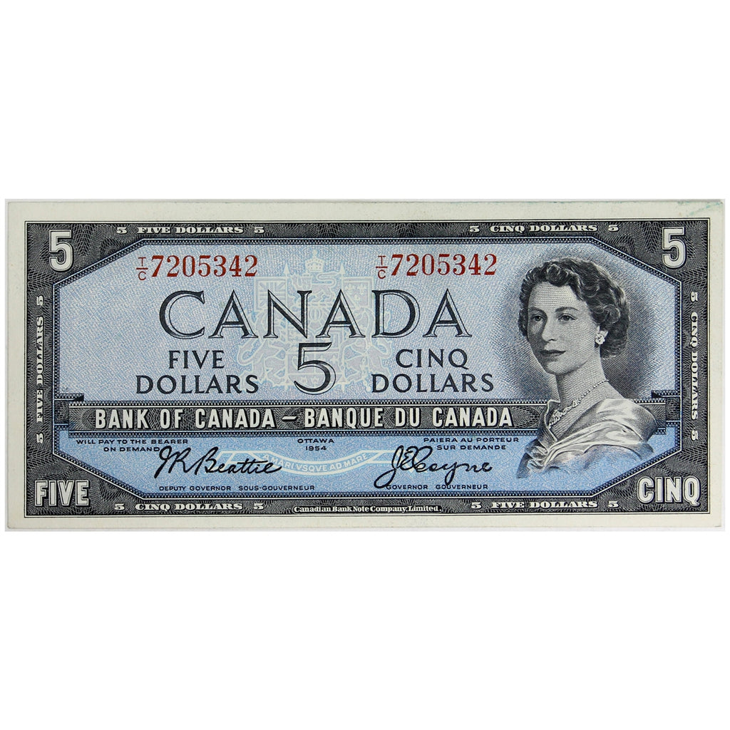 BC-39a-i 1954 Canada $5 Beattie-Coyne, T/C, AU-UNC (AU55)
