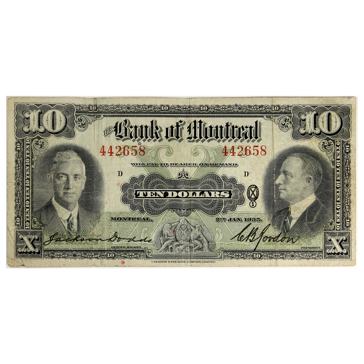 505-60-04 1935 Bank of Montreal $10 Dodds-Gordon, VF