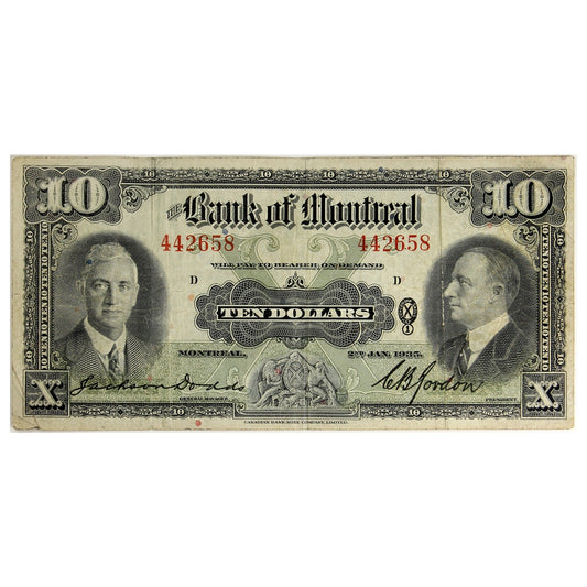 505-60-04 1935 Bank of Montreal $10 Dodds-Gordon, VF