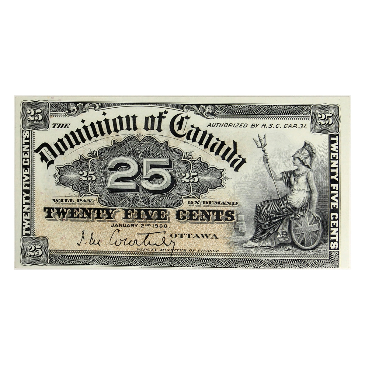 Dominion 25 Cent (1870-1923 Shinplaster) - Colonial Acres Coins