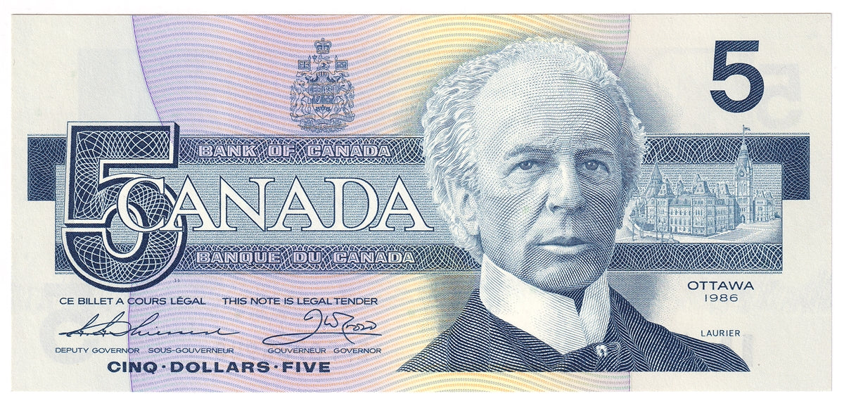 BC-56b 1986 Canada $5 Thiessen-Crow, EPP, Choice Uncirculated (CUNC63)
