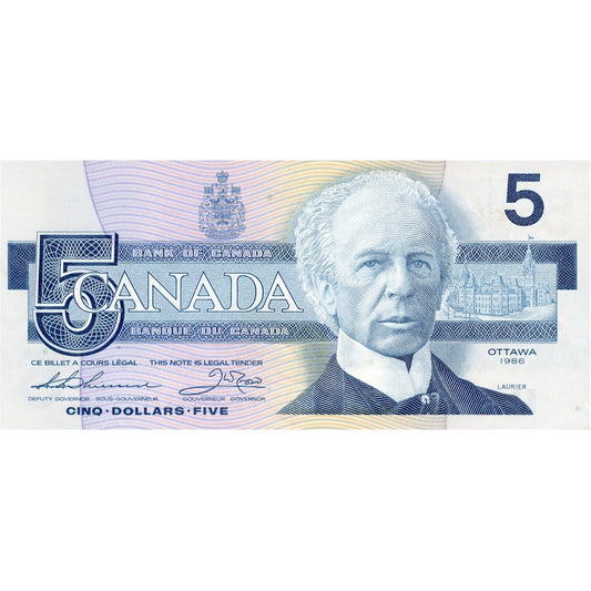 BC-56b 1986 Canada $5 Thiessen-Crow, FNC, AU