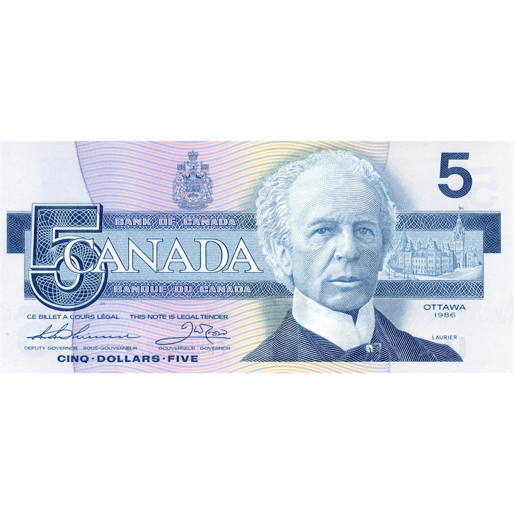 BC-56b 1986 Canada $5 Thiessen-Crow, FNM, Choice Uncirculated (CUNC63)