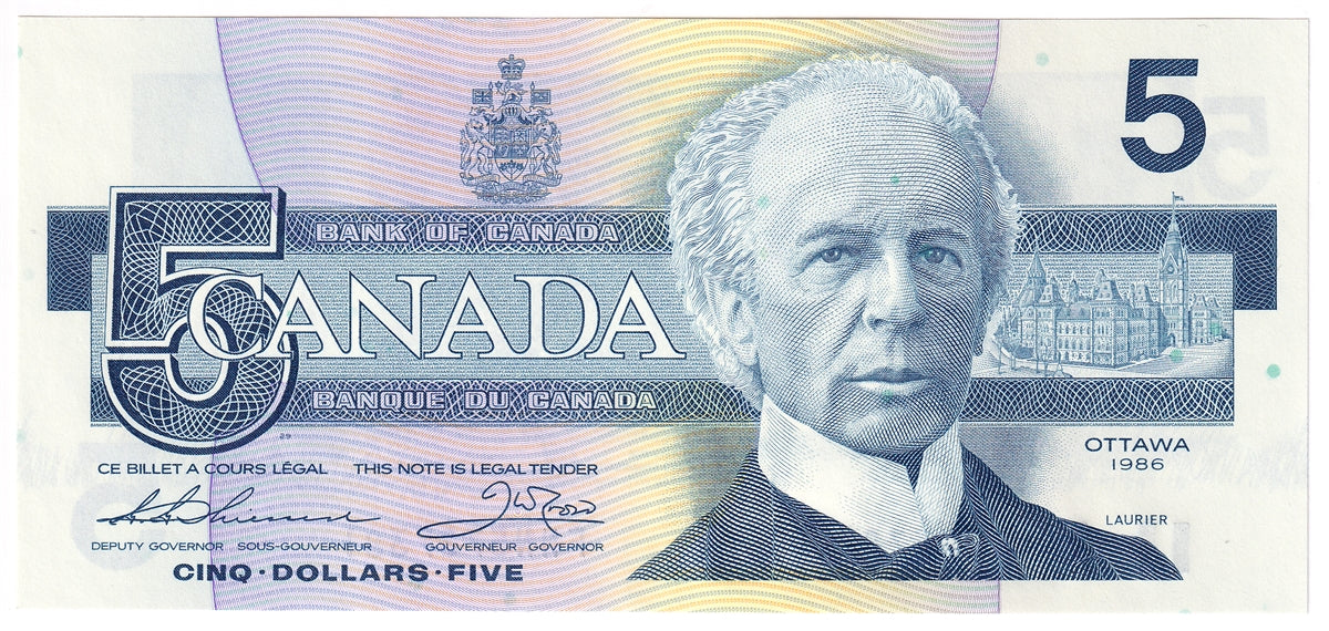 BC-56b 1986 Canada $5 Thiessen-Crow, FNN, CUNC