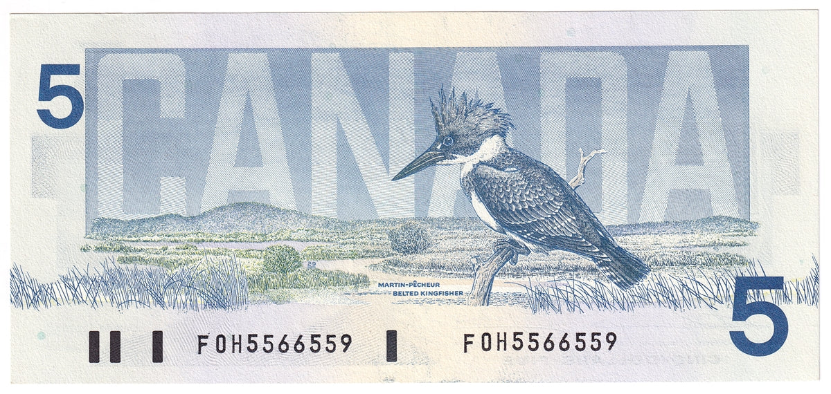 BC-56b 1986 Canada $5 Thiessen-Crow, FOH, Uncirculated (MS60)