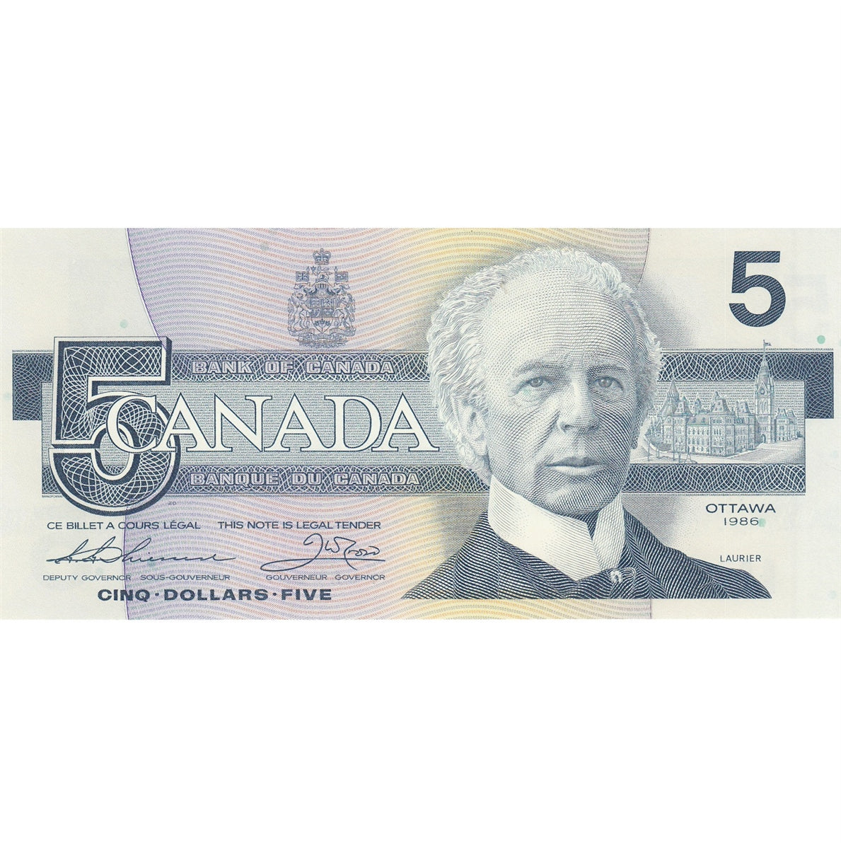 BC-56b 1986 Canada $5 Thiessen-Crow, FOK, UNC