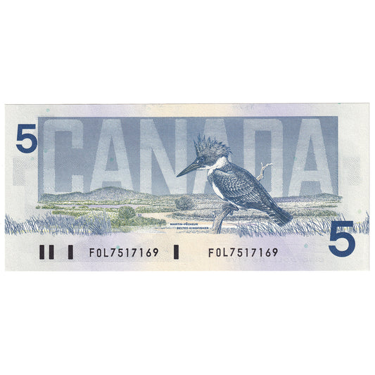 BC-56b 1986 Canada $5 Thiessen-Crow, FOL, AU-UNC (AU55)