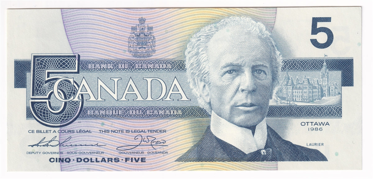 BC-56b 1986 Canada $5 Thiessen-Crow, FOL, Uncirculated (MS60)