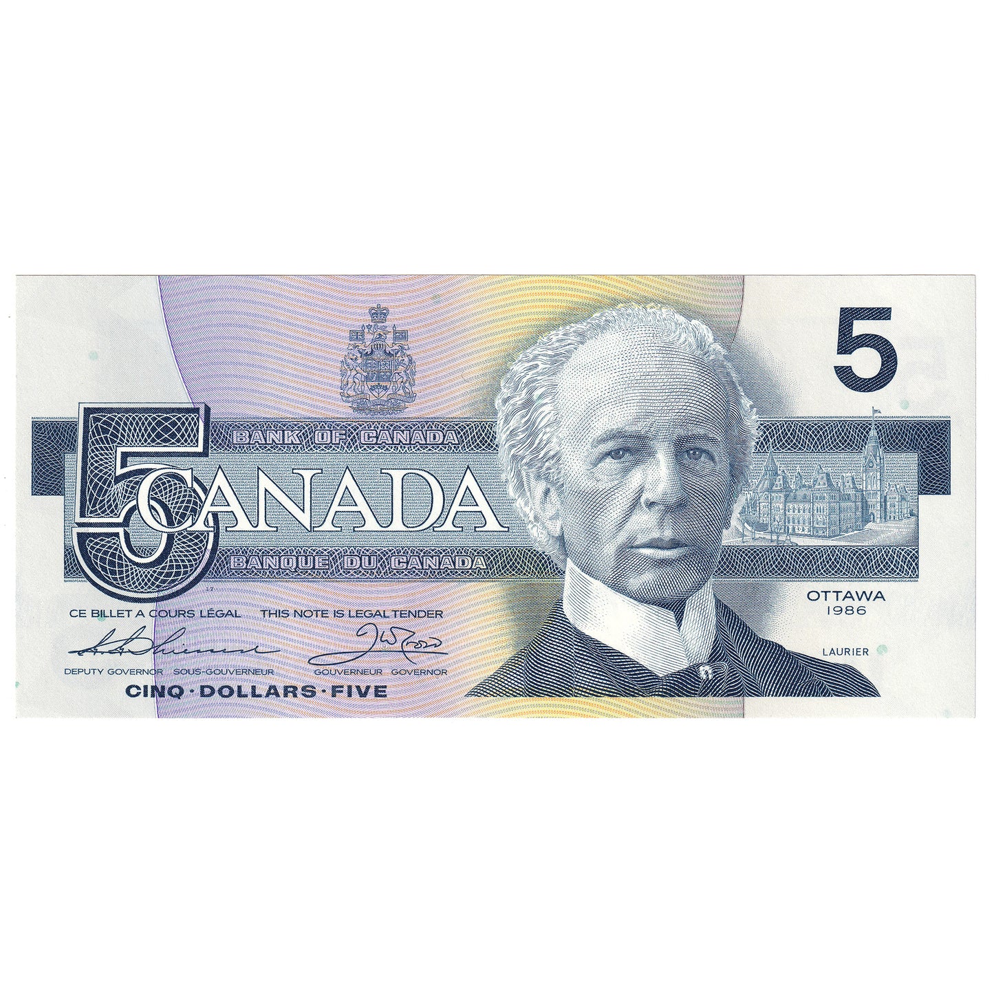 BC-56b 1986 Canada $5 Thiessen-Crow, FPD, Choice Uncirculated (CUNC63)