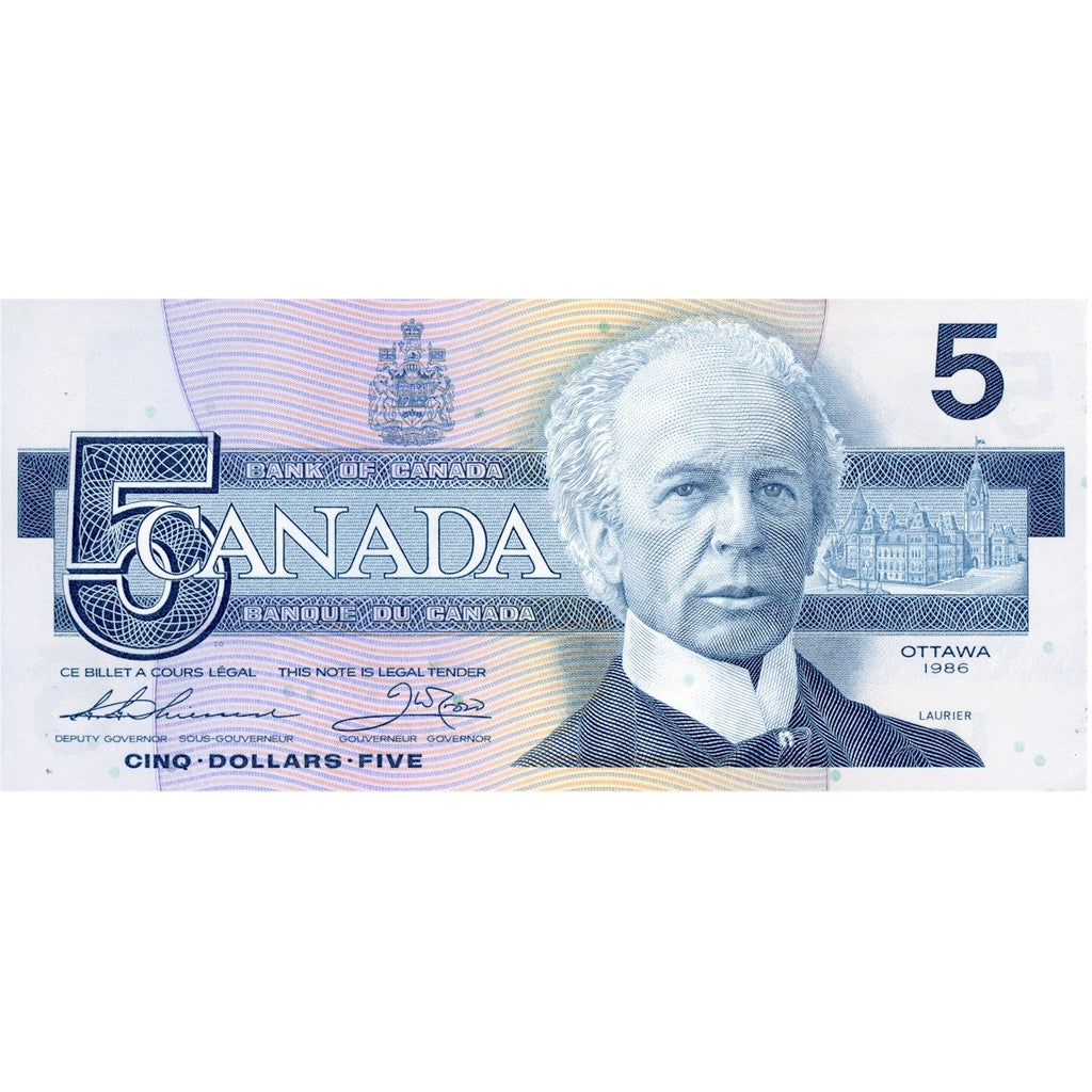 BC-56b 1986 Canada $5 Thiessen-Crow, GNF, Uncirculated (MS60)