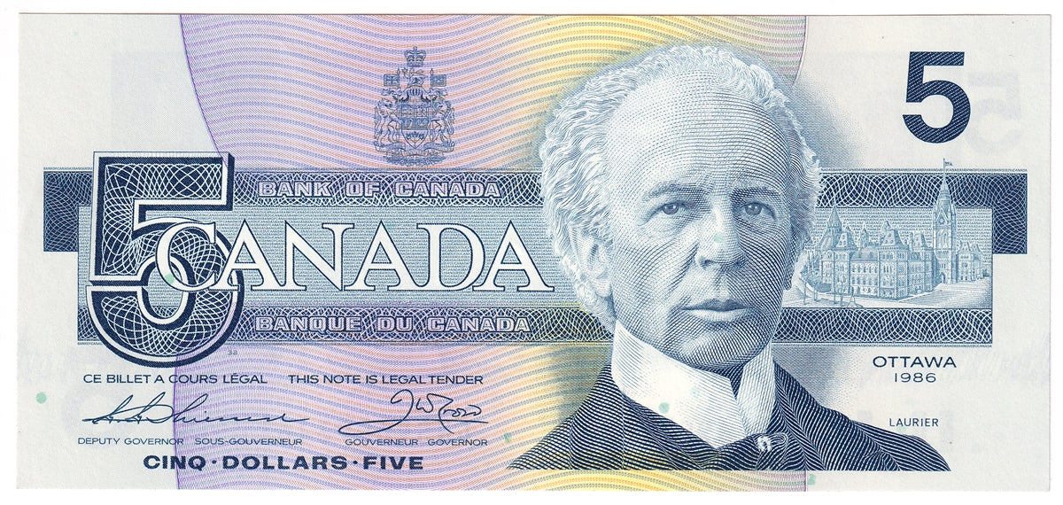 BC-56b 1986 Canada $5 Thiessen-Crow, GNS, Uncirculated (MS60)