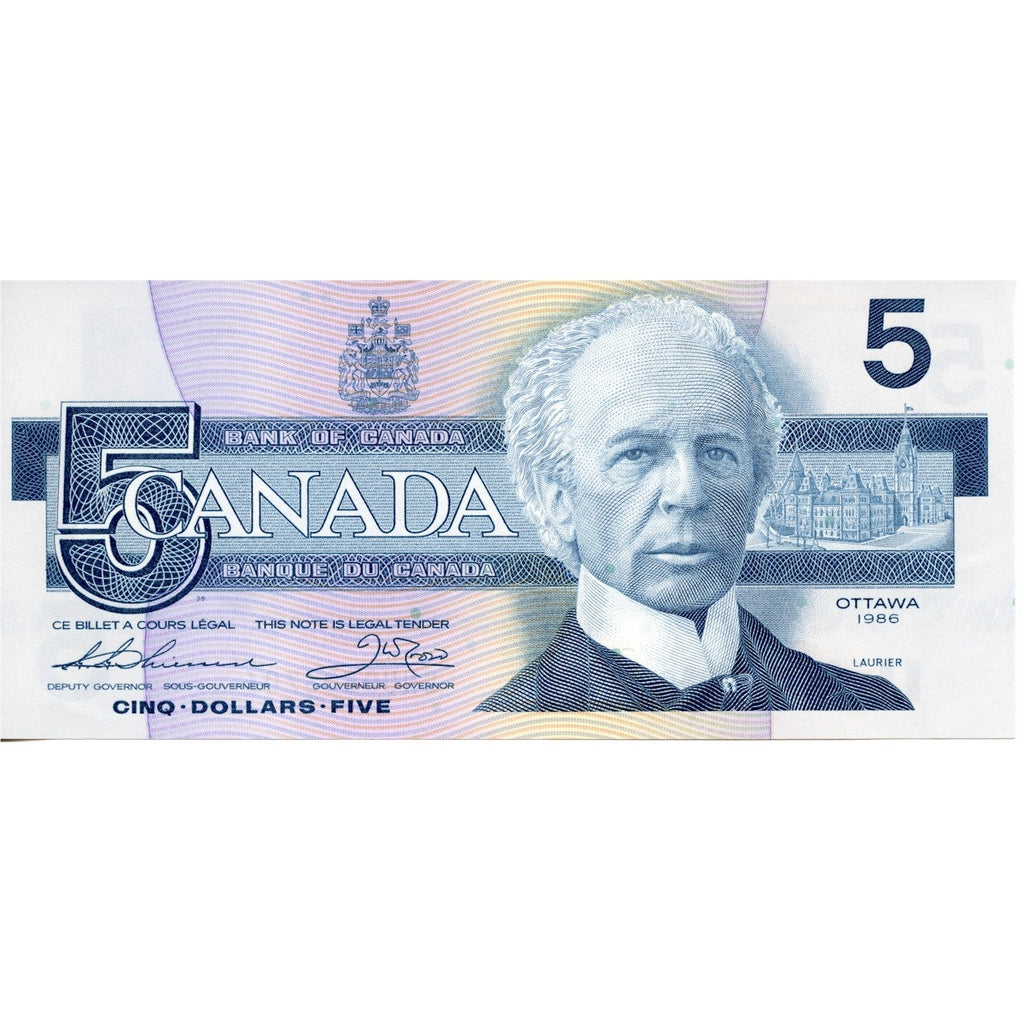 BC-56b 1986 Canada $5 Thiessen-Crow, GNU, Uncirculated (MS60)