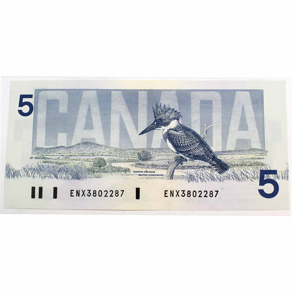 BC-56bA 1986 Canada $5 Thiessen-Crow, ENX, Almost Uncirculated (AU50)