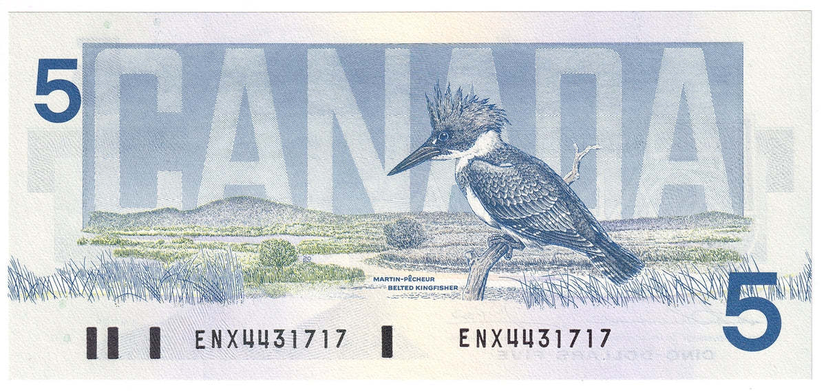 BC-56bA 1986 Canada $5 Thiessen-Crow, ENX, Choice Uncirculated (CUNC63)