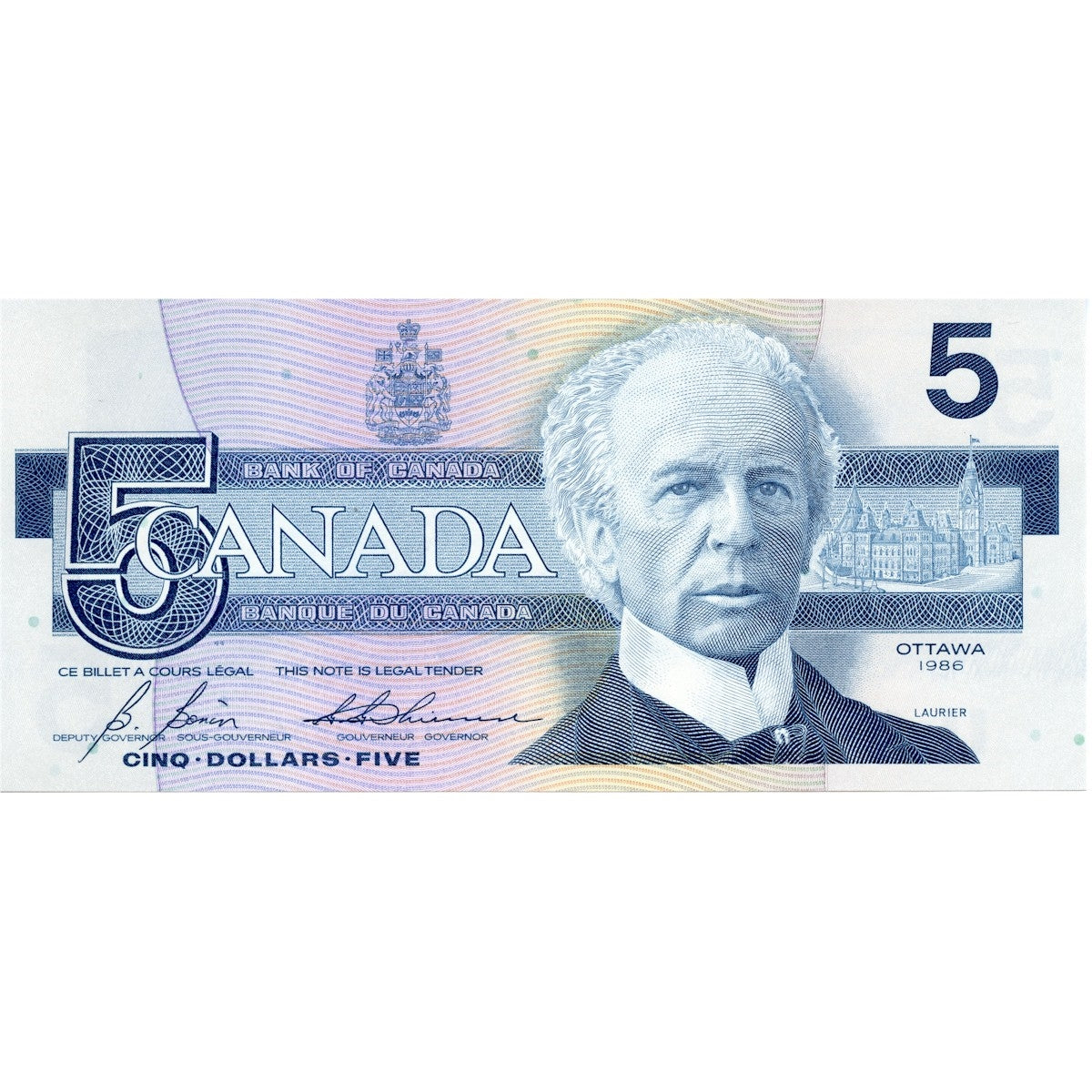 BC-56c 1986 Canada $5 Bonin-Thiessen, GOI, CUNC