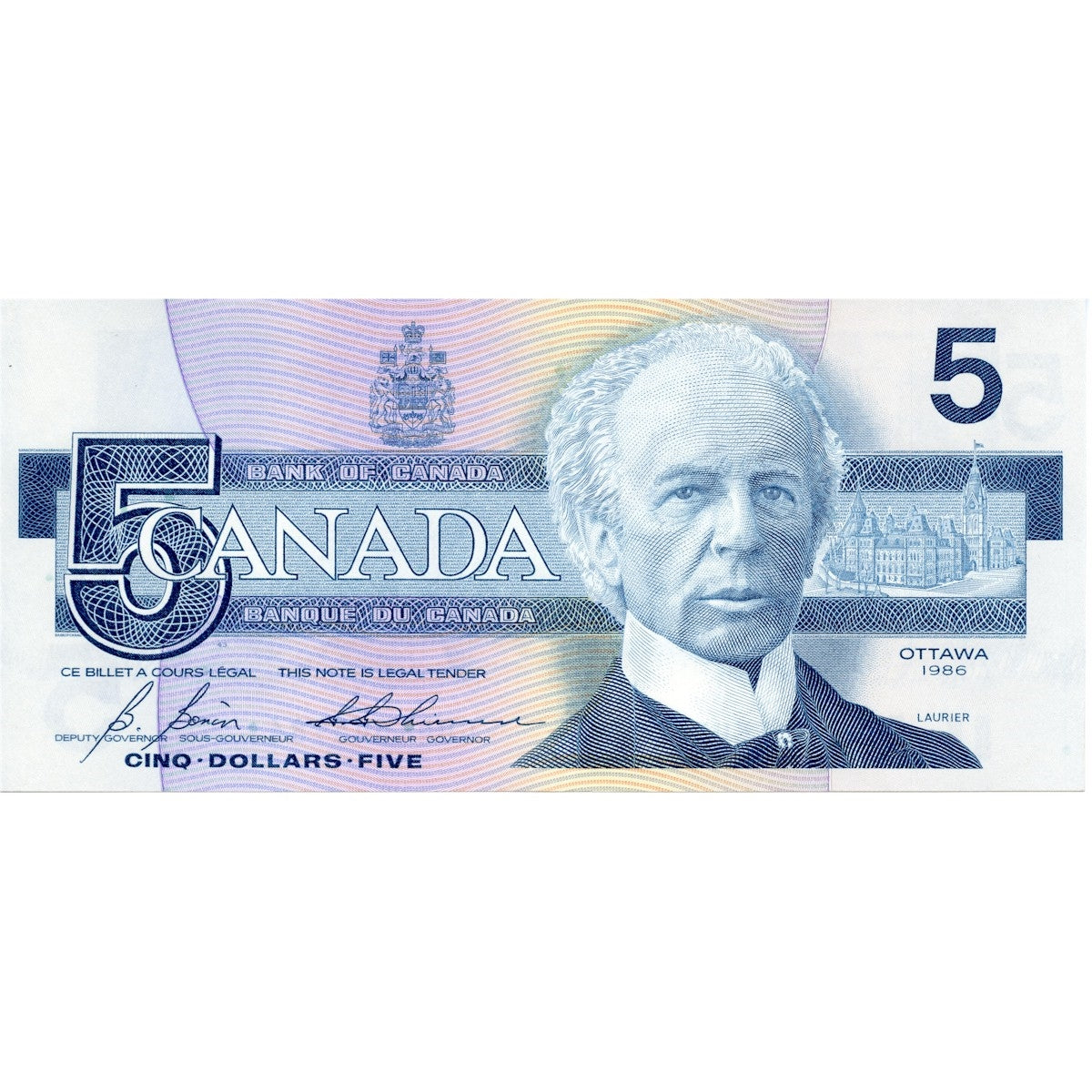 BC-56c 1986 Canada $5 Bonin-Thiessen, GON, Circ