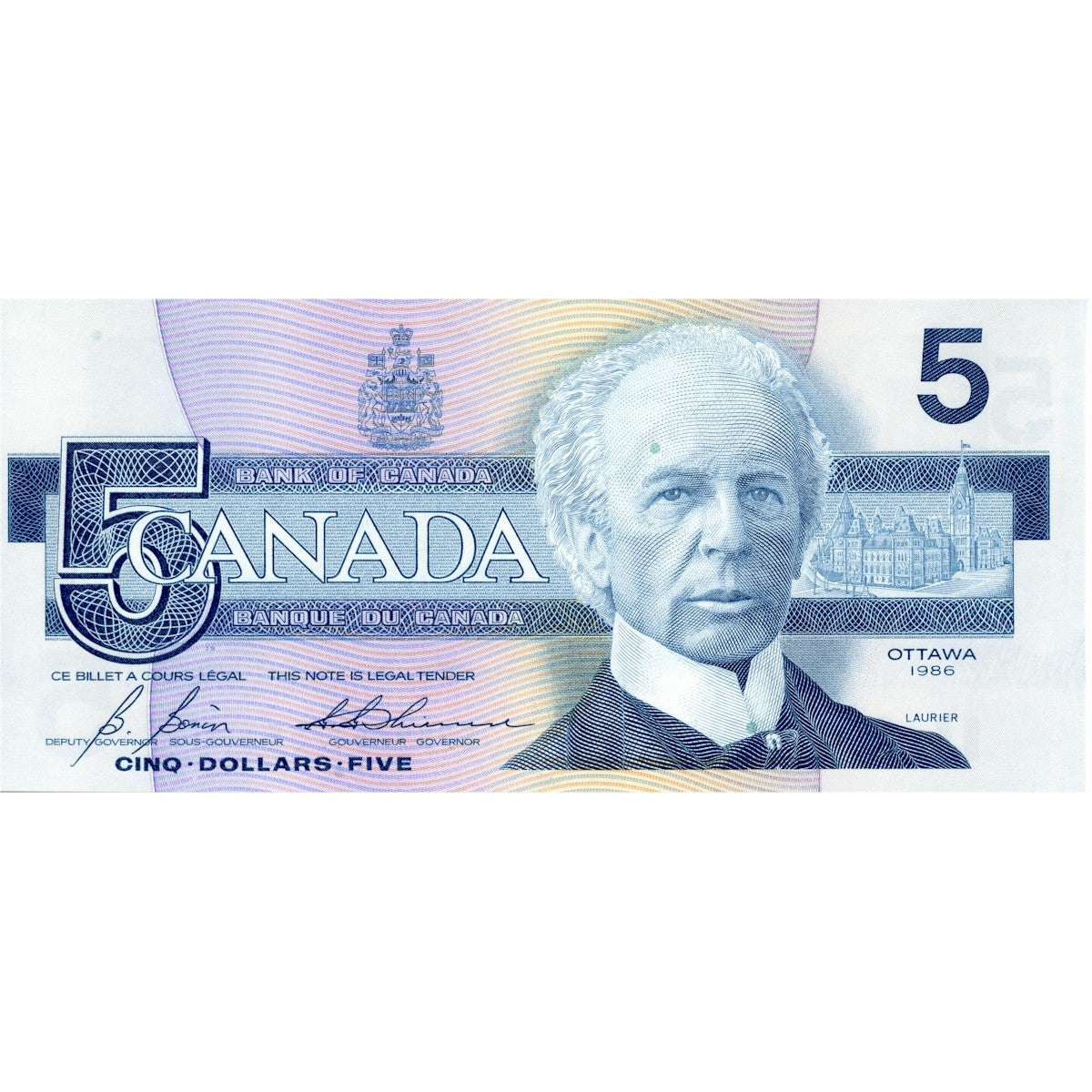 BC-56c 1986 Canada $5 Bonin-Thiessen, GPB, Circ
