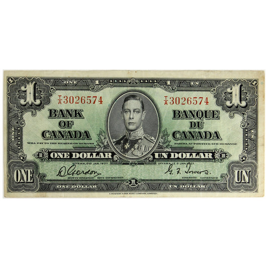 BC-21c 1937 Canada $1 Gordon-Towers, T/A, VF
