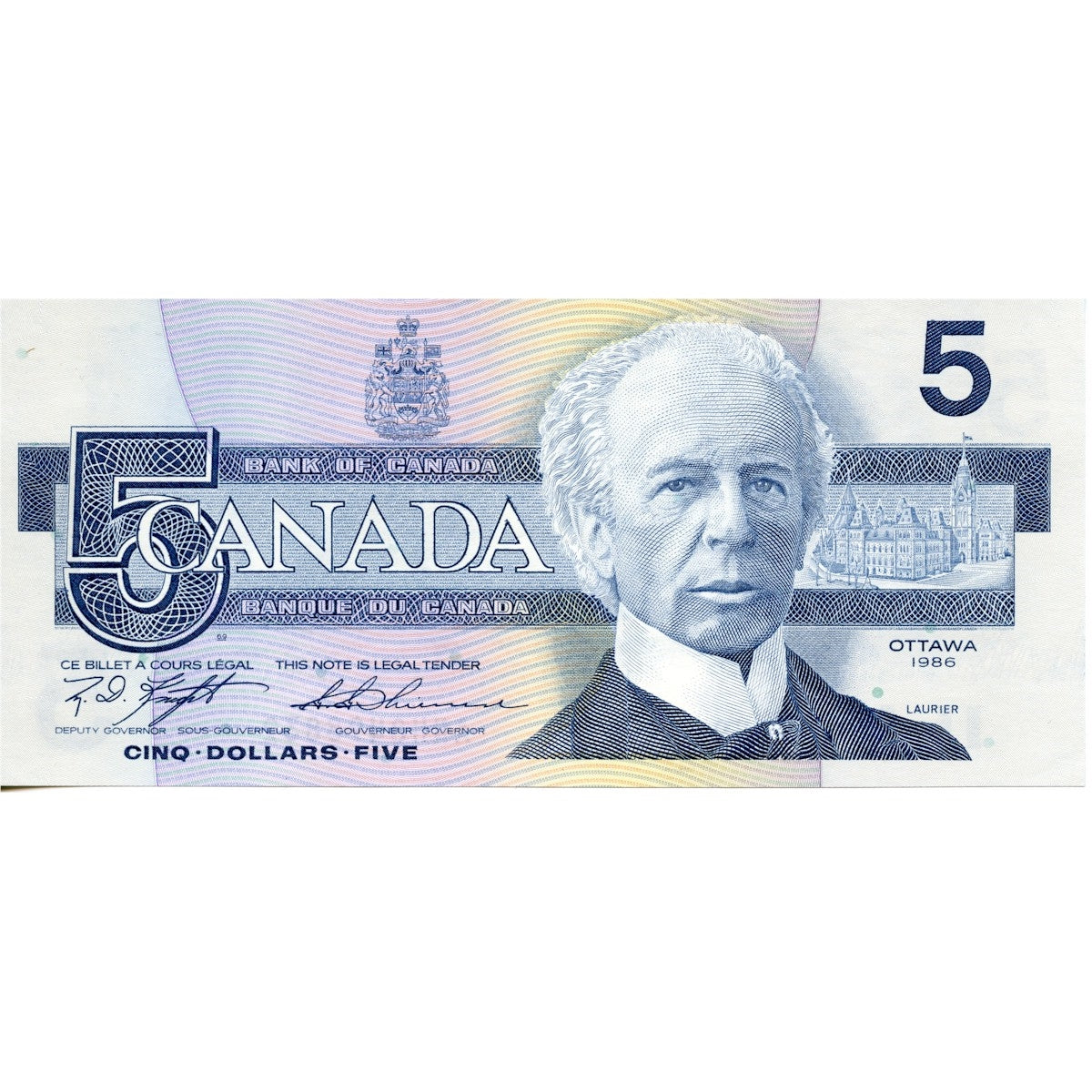 BC-56d 1986 Canada $5 Knight-Thiessen, ANH, Uncirculated (MS60)