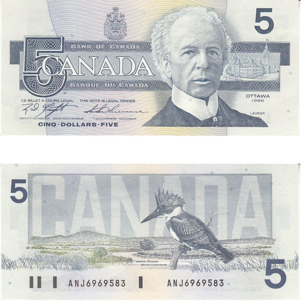 BC-56d 1986 Canada $5 Knight-Thiessen, ANJ, Uncirculated (MS60)