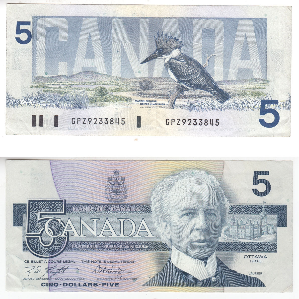 BC-56eA 1986 Canada $5 Knight-Dodge, GPZ (9.0M-9.8M), EF-AU (EF45)