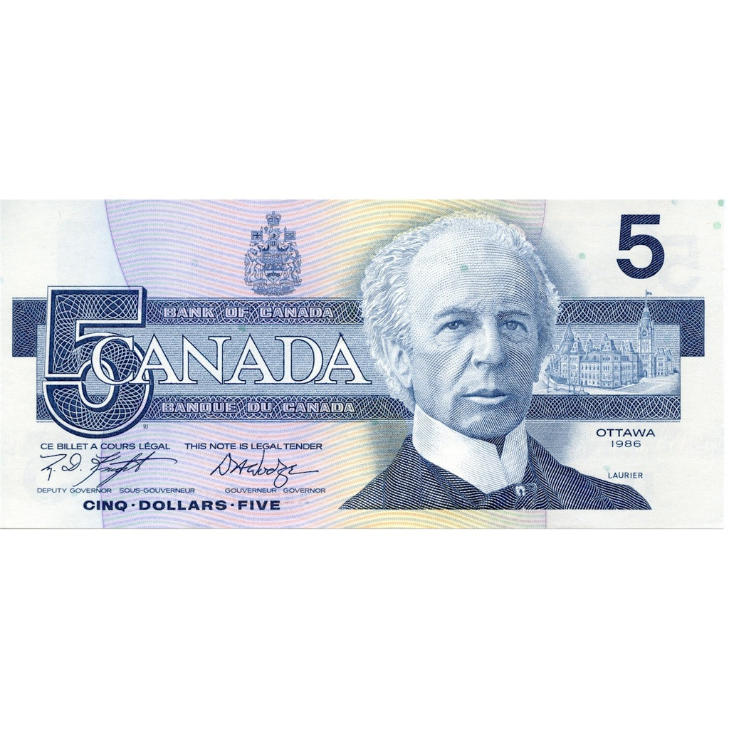 BC-56e-i 1986 Canada $5 Knight-Dodge, ANP, circ