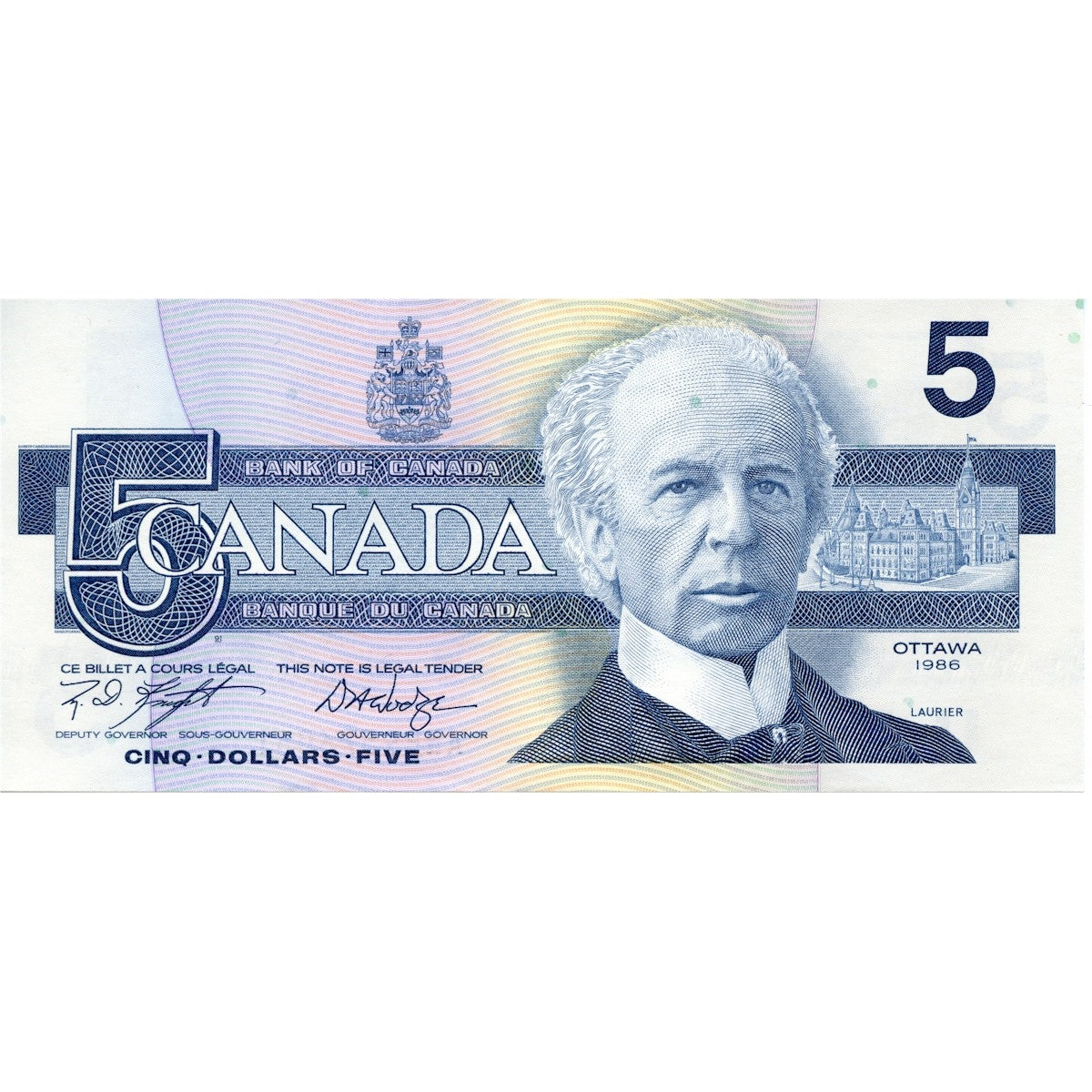 BC-56e-i 1986 Canada $5 Knight-Dodge, ANP, circ