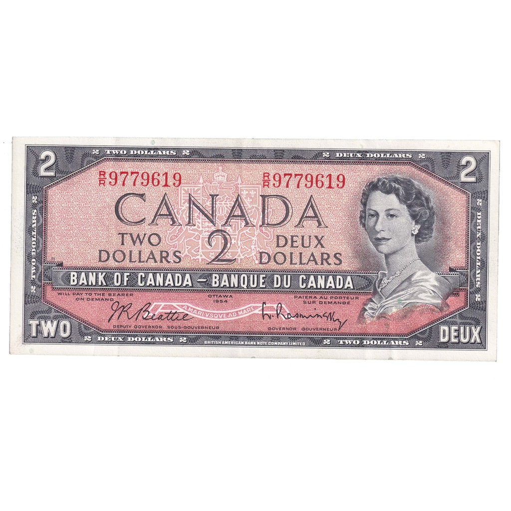 BC-38b 1954 Canada $2 Beattie-Rasminsky, R/R, VF-EF (VF30)