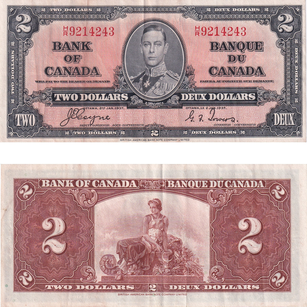 BC-22c 1937 Canada $2 Coyne-Towers, H/R, VF-EF
