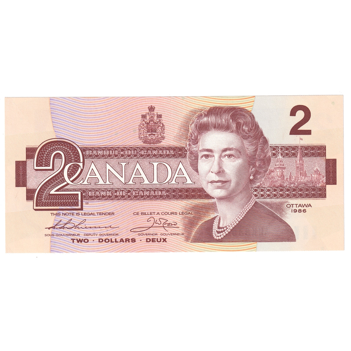 BC-55b 1986 Canada $2 Thiessen-Crow, AUK, Choice Uncirculated (CUNC63)