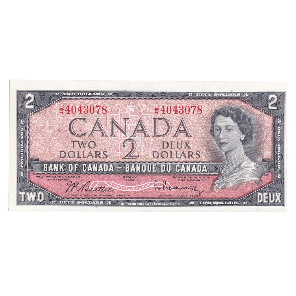 BC-38b 1954 Canada $2 Beattie-Rasminsky, U/R, Choice Uncirculated (CUNC63)