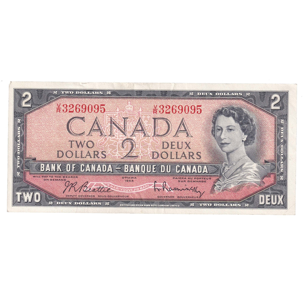 BC-38b 1954 Canada $2 Beattie-Rasminsky, V/R, Extra Fine (EF40)