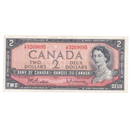 BC-38b 1954 Canada $2 Beattie-Rasminsky, V/R, Extra Fine (EF40)