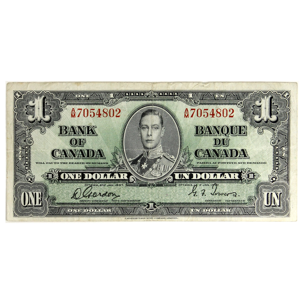 BC-21c 1937 Canada $1 Gordon-Towers, A/M, F-VF (F15)