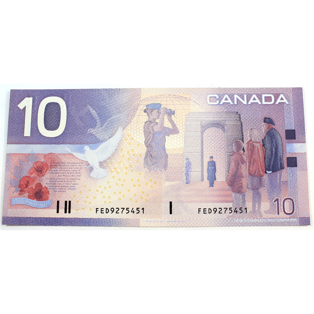 BC-63b 2001 Canada $10 Knight-Dodge, FED, Uncirculated (MS60)