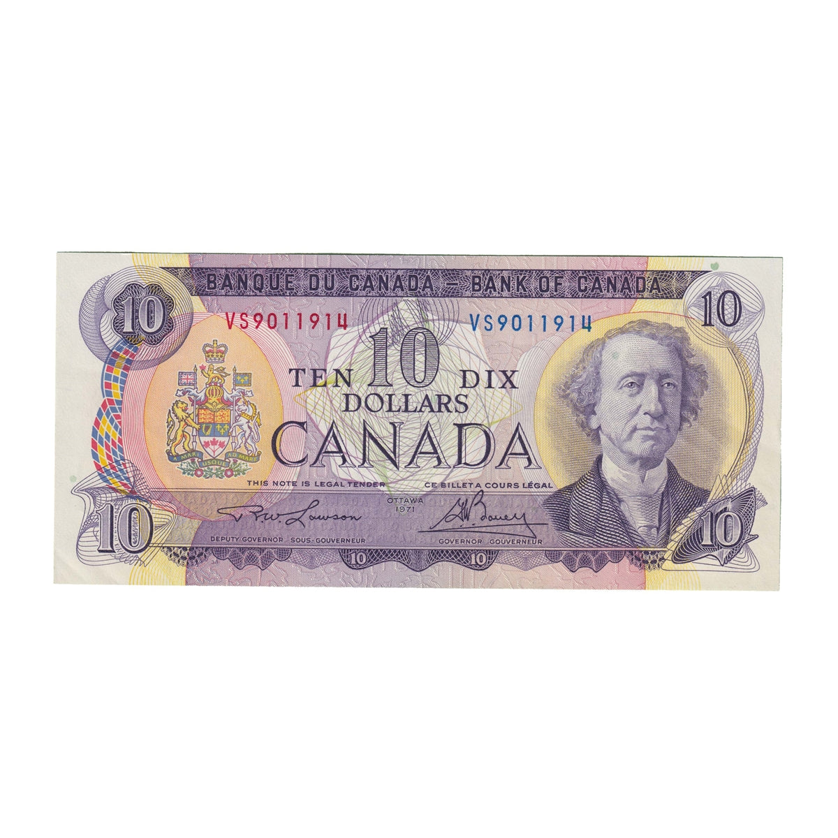 BC-49c 1971 Canada $10 Lawson-Bouey, VS, Almost Uncirculated (AU50)