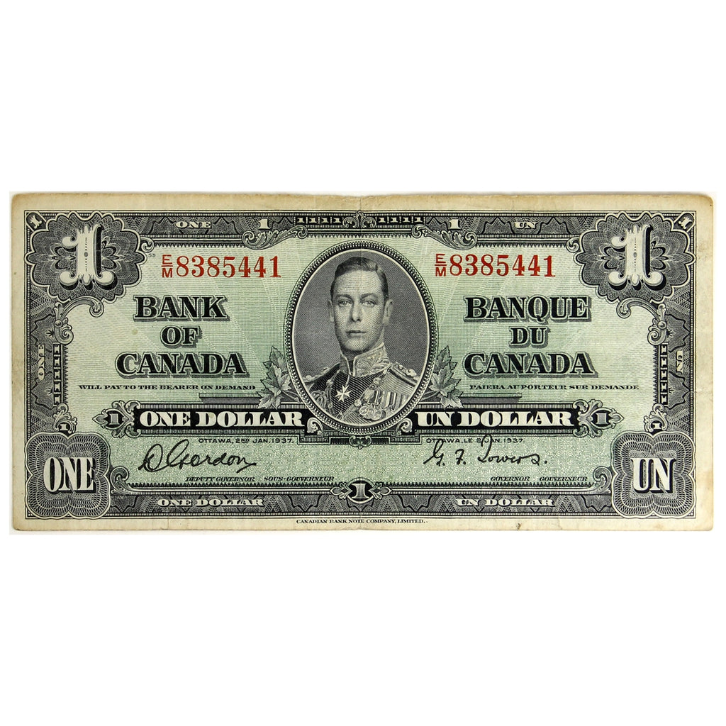 BC-21c 1937 Canada $1 Gordon-Towers, E/M, F-VF (F15)