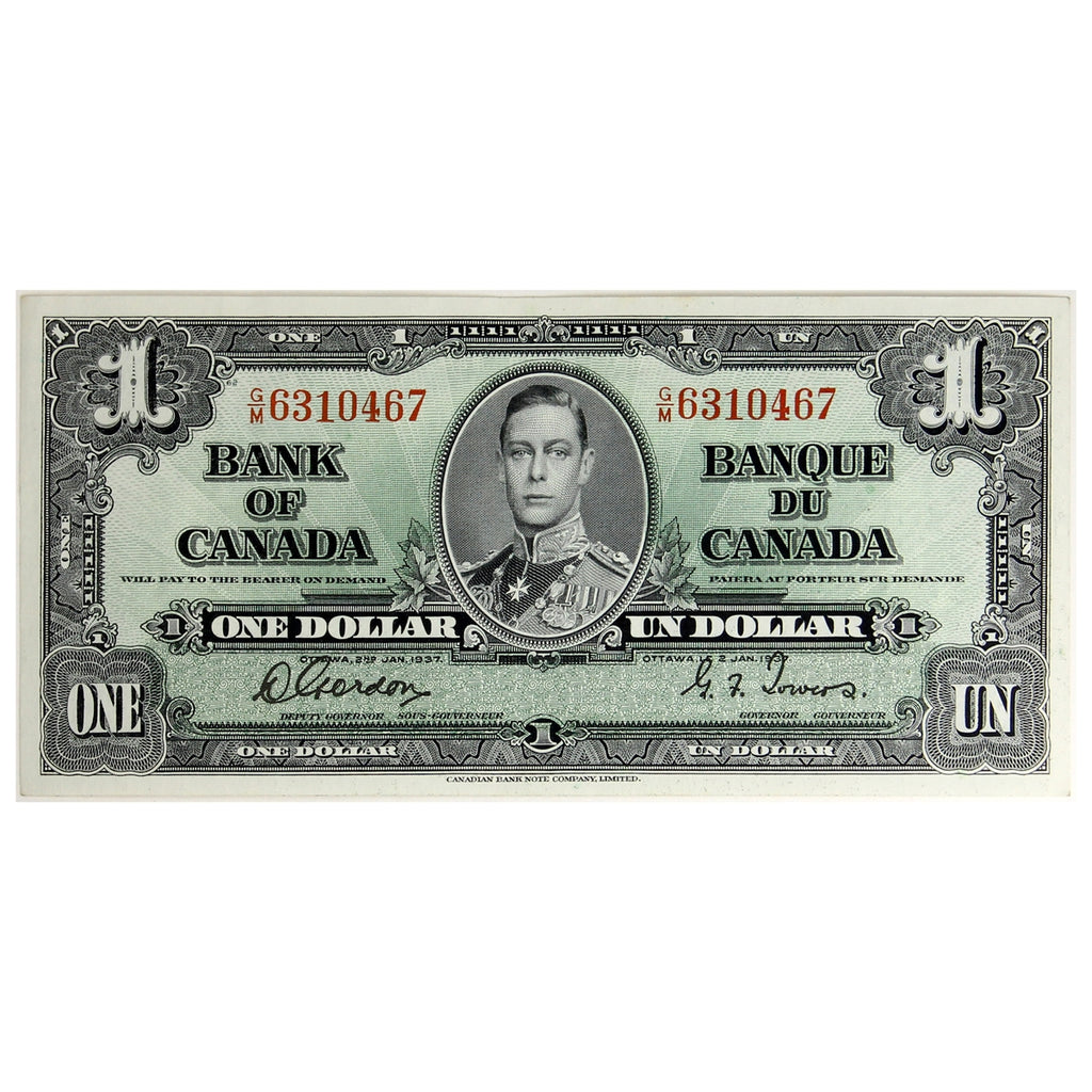 BC-21c 1937 Canada $1 Gordon-Towers, G/M, Almost Uncirculated (AU50)