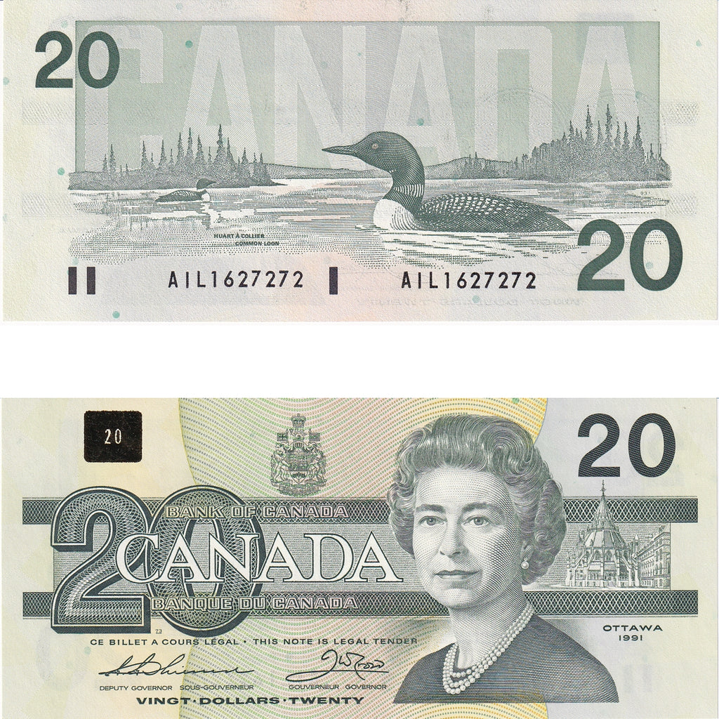 BC-58a-ii 1991 Canada $20 Thiessen-Crow, AIL, Uncirculated (MS60)