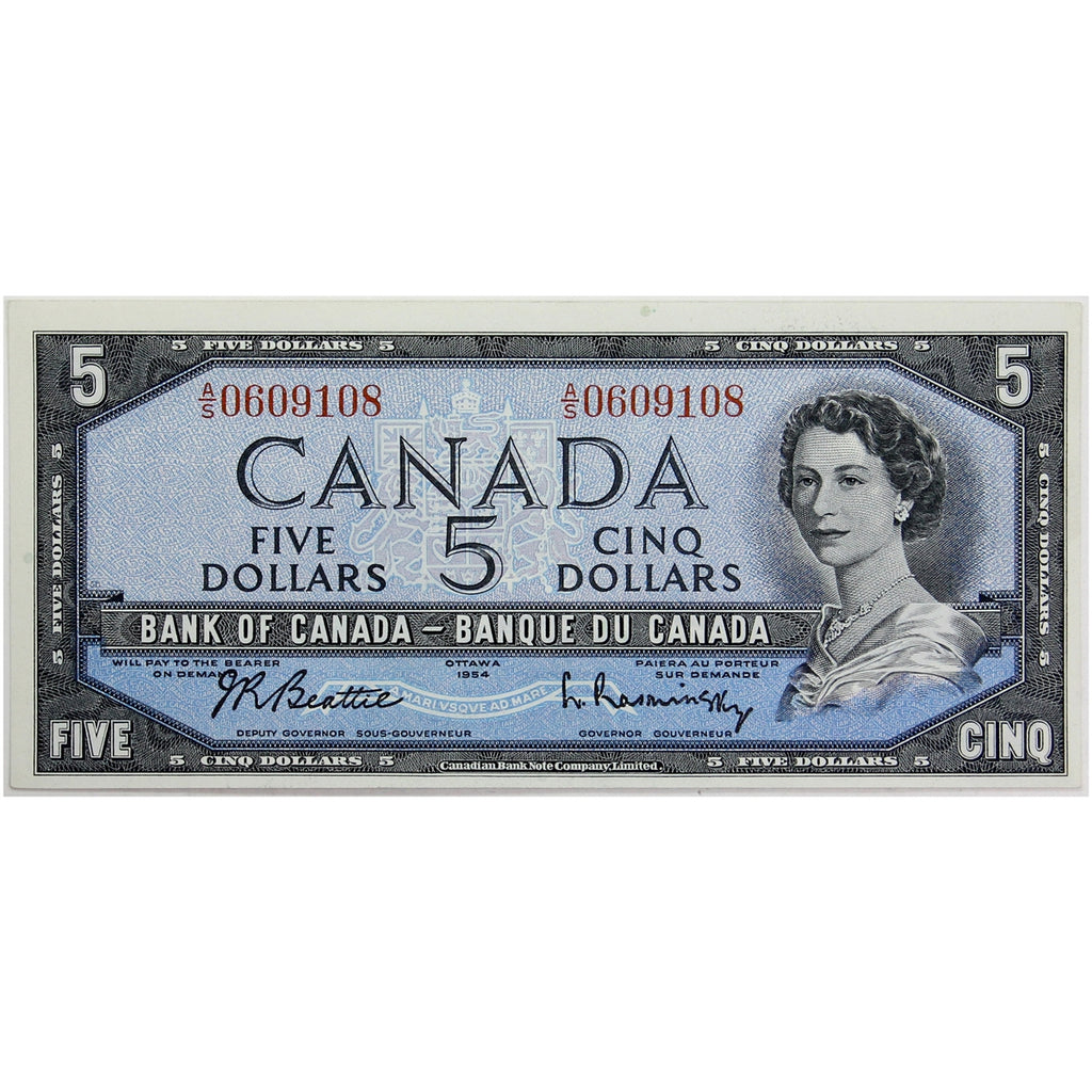 BC-39b 1954 Canada $5 Beattie-Rasminsky, A/S, EF-AU (EF45)