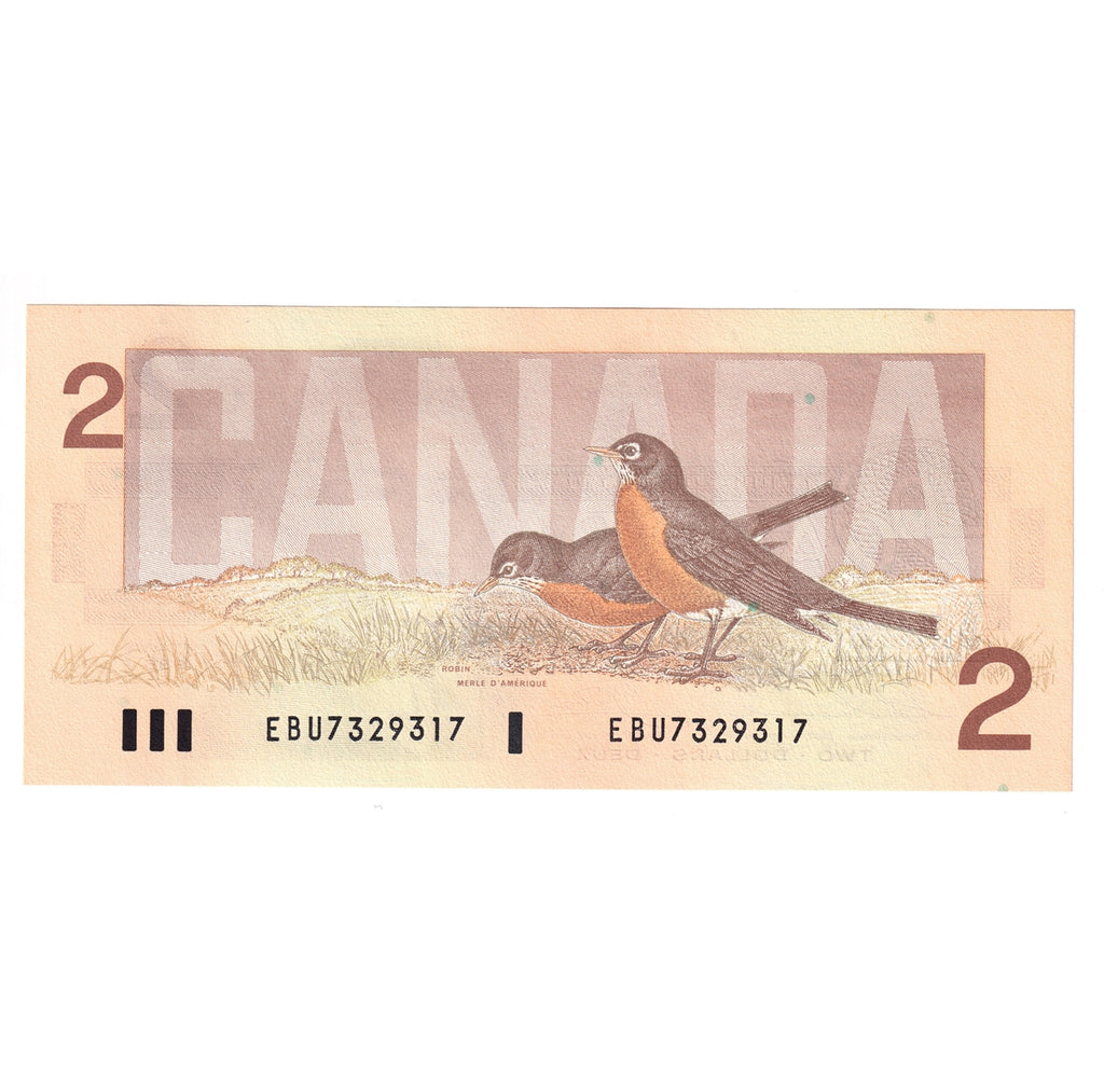 BC-55b-i 1986 Canada $2 Thiessen-Crow, EBU, Choice Uncirculated (CUNC63)