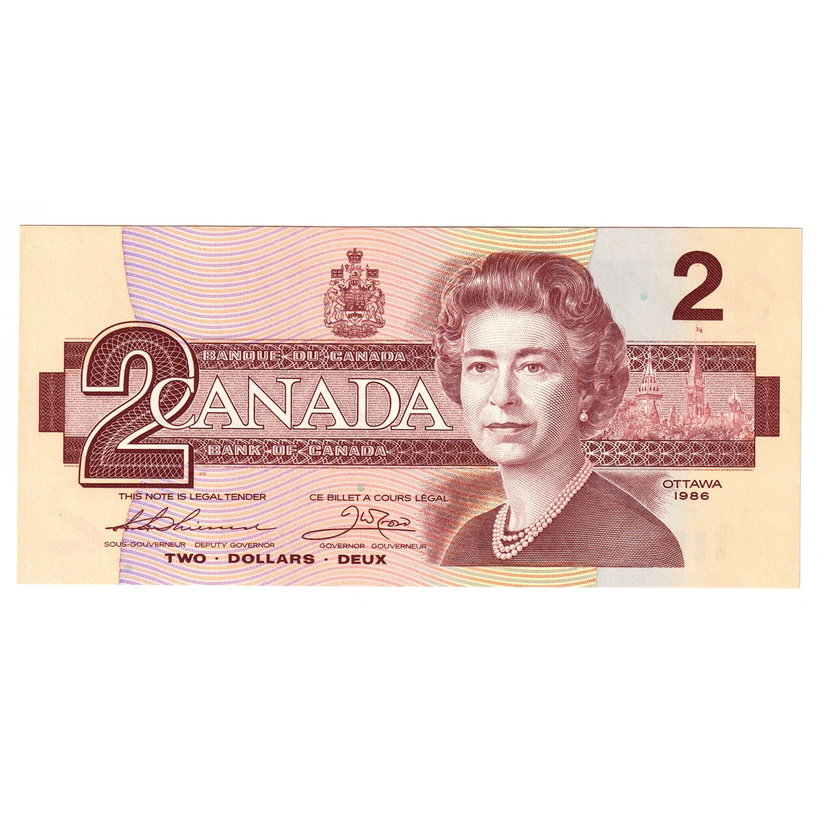 BC-55b-i 1986 Canada $2 Thiessen-Crow, EBU, Choice Uncirculated (CUNC63)