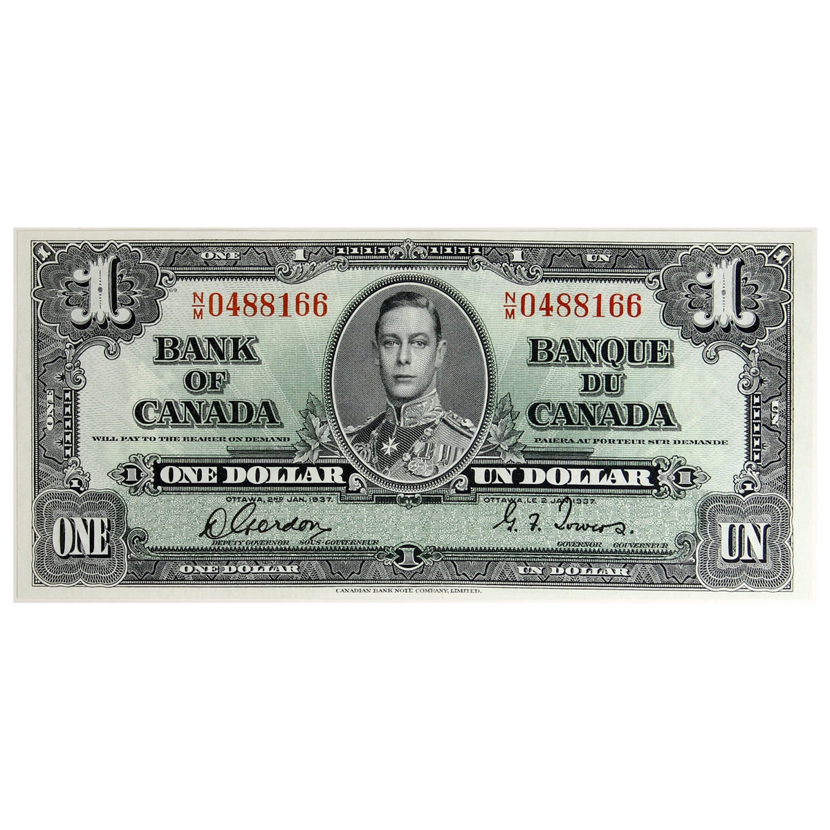 BC-21c 1937 Canada $1 Gordon-Towers, N/M, Extra Fine (EF40)