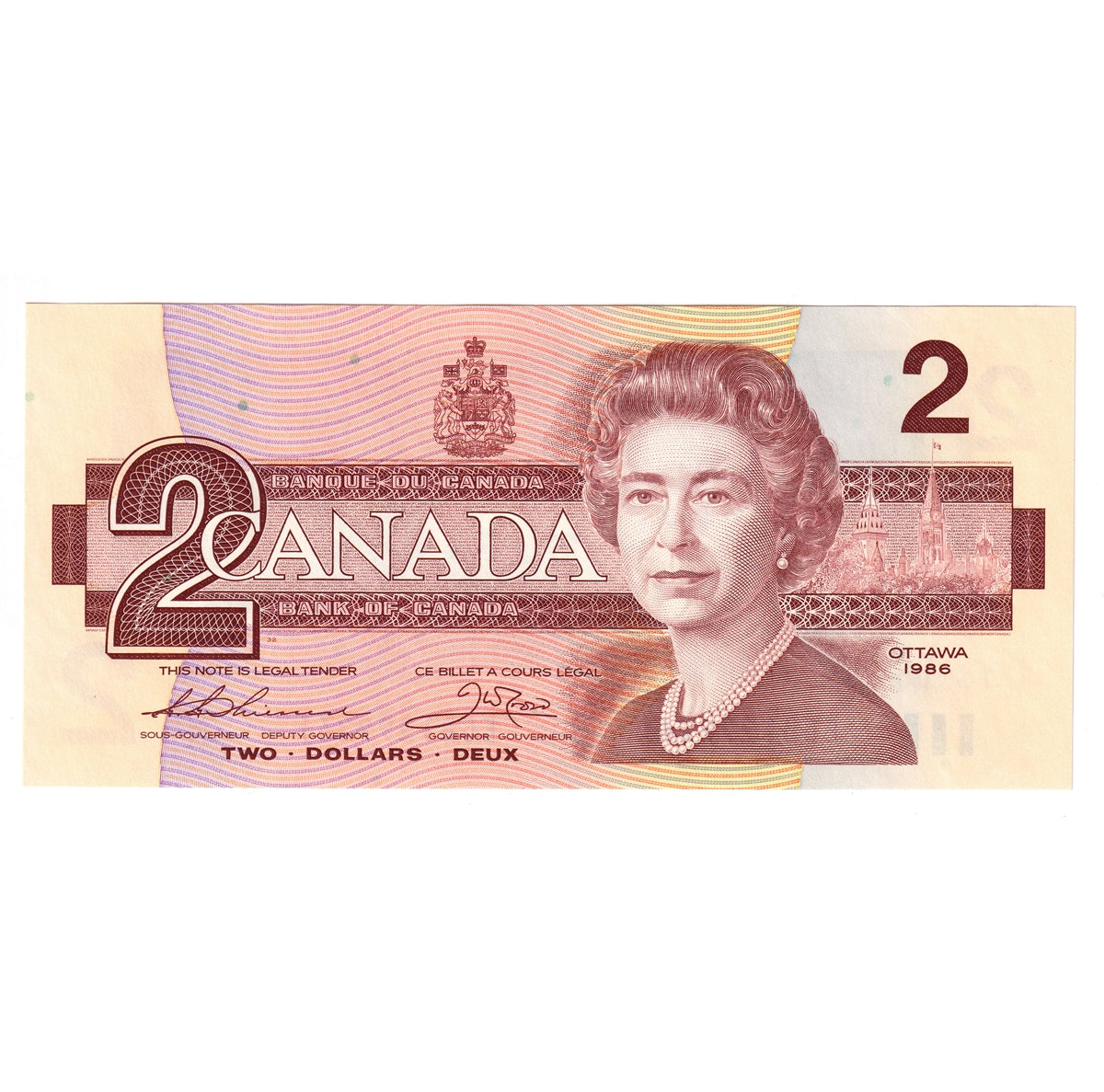 BC-55b-i 1986 Canada $2 Thiessen-Crow, EGB, Choice Uncirculated (CUNC63)