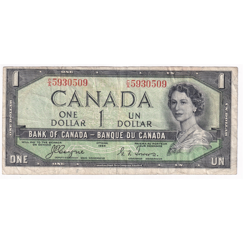 BC-29a 1954 Canada $1 Coyne-Towers, Devil's Face, C/A, F-VF (F15)