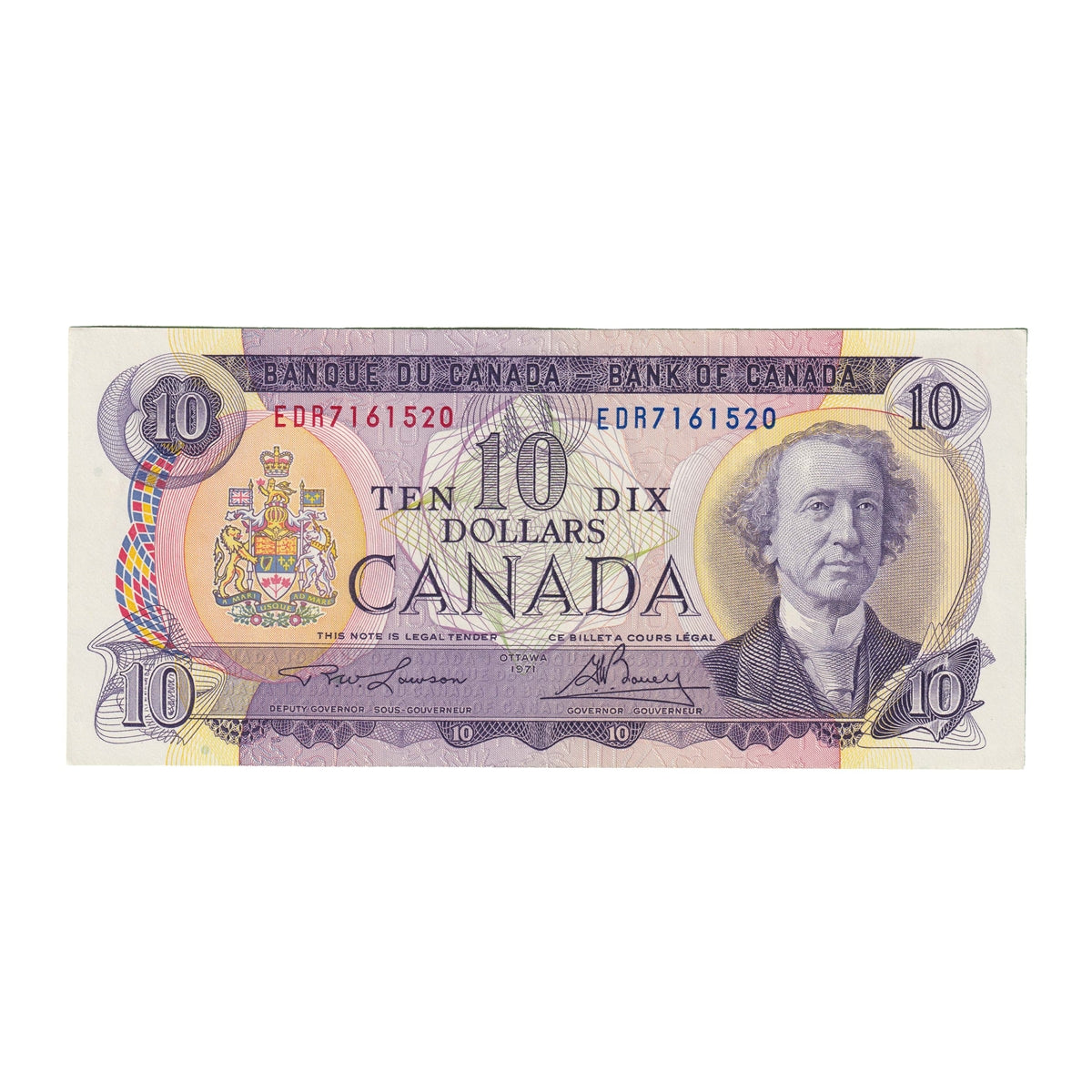 BC-49c-i 1971 Canada $10 Lawson-Bouey, EDR, Extra Fine (EF40)