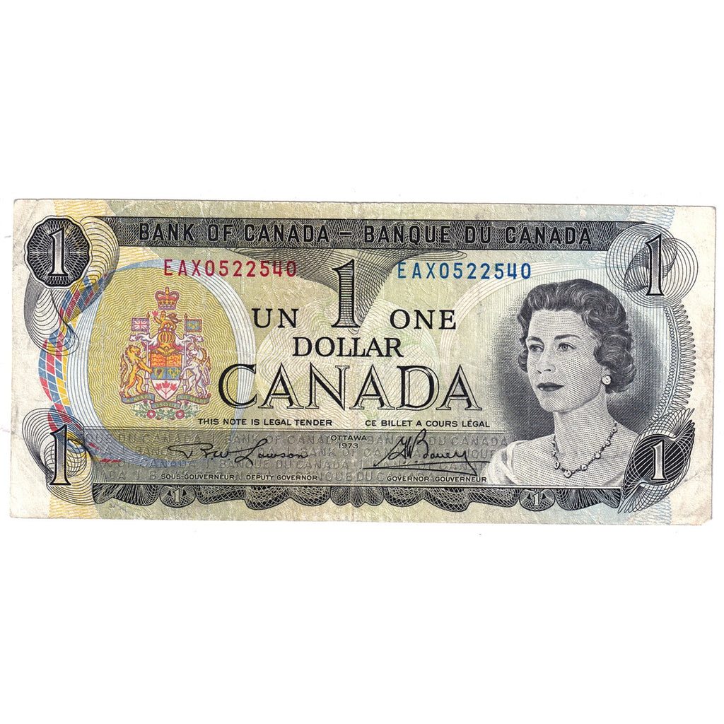 BC-46aA-i 1973 Canada $1 Lawson-Bouey, EAX, Steel Engraved, Fine (F12)